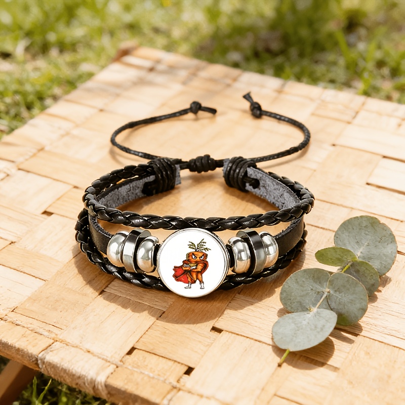 Black Woven Bracelet with Hero Motif, Unique Gift